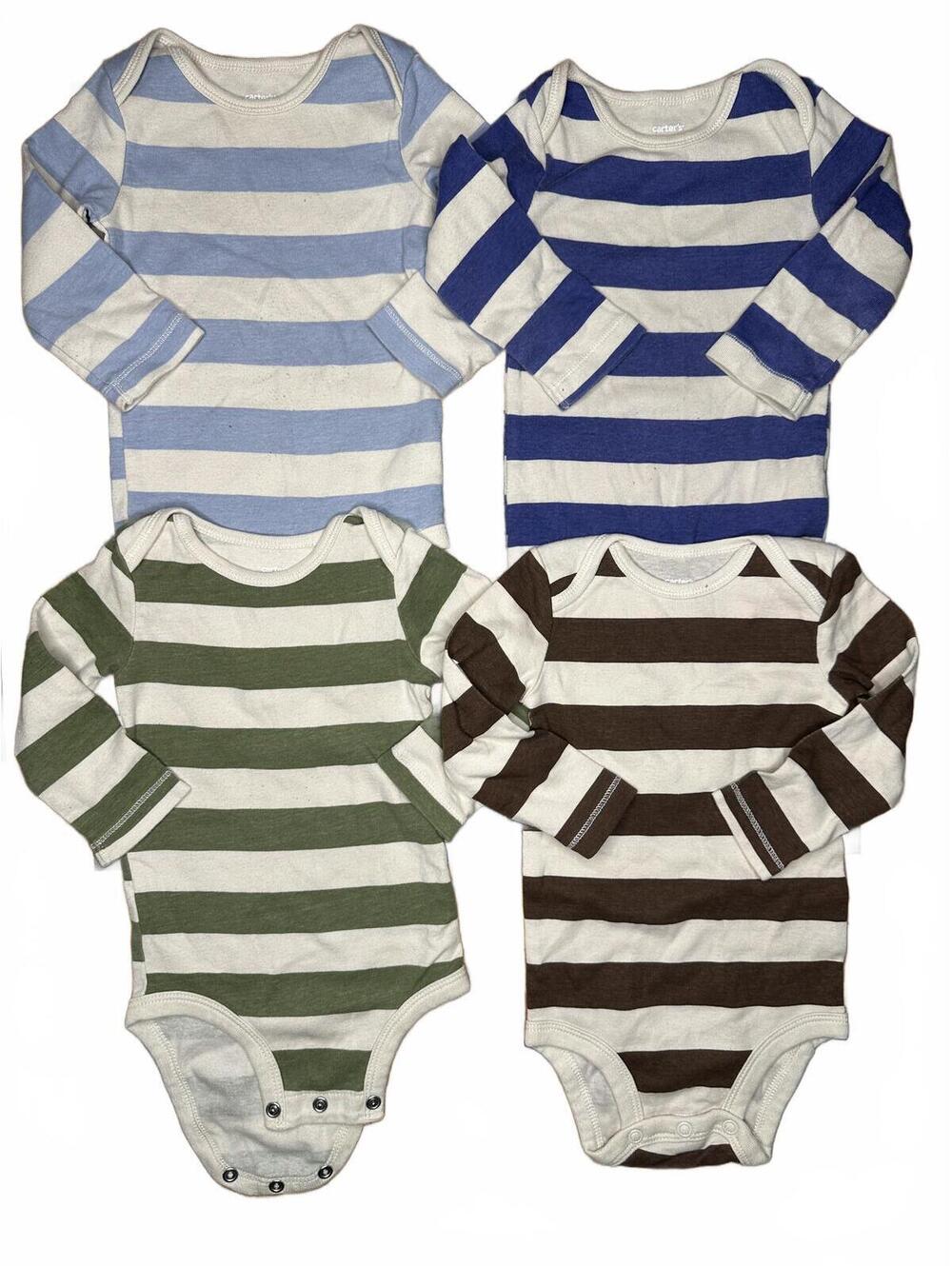 Carter's 9M Long Sleeve Striped Bodysuit 4-Pack